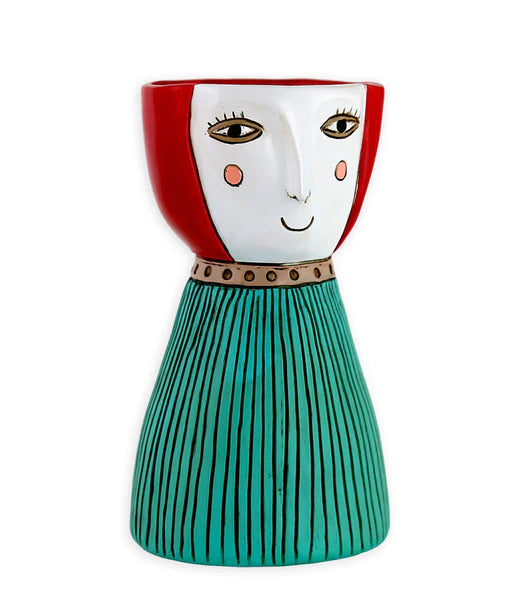 Pot Plant Planter Vase Lady Red