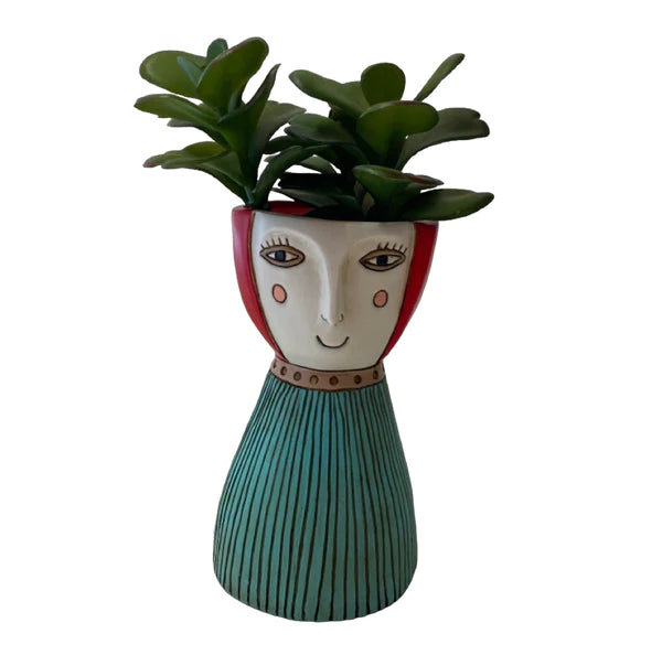 Pot Plant Planter Vase Lady Red